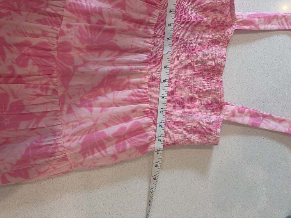 Michael Kors Pink Floral Smocked Tiered Maxi Dress Size M - Picture 7 of 9